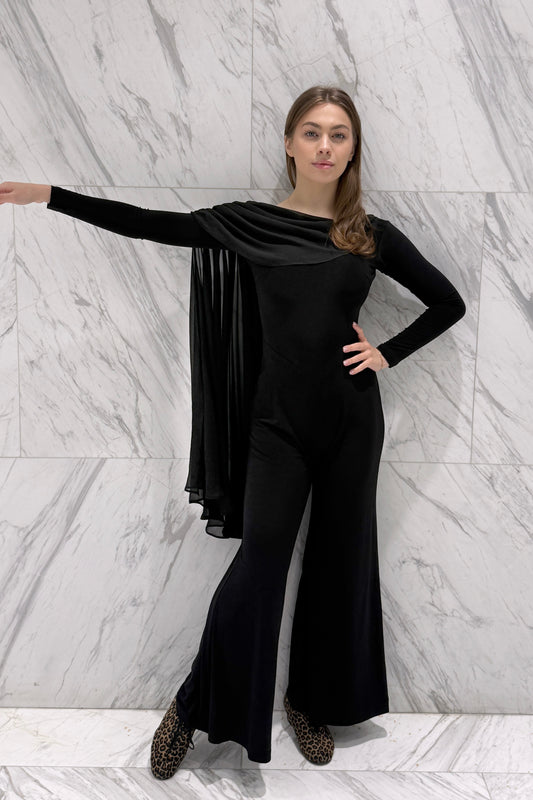 Biflex jumpsuit with chiffon wing