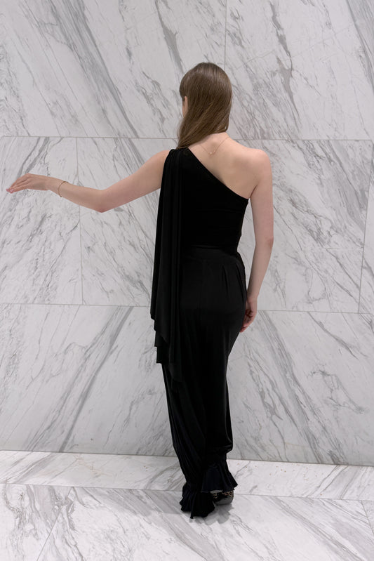 Black colour one shoulder leotard