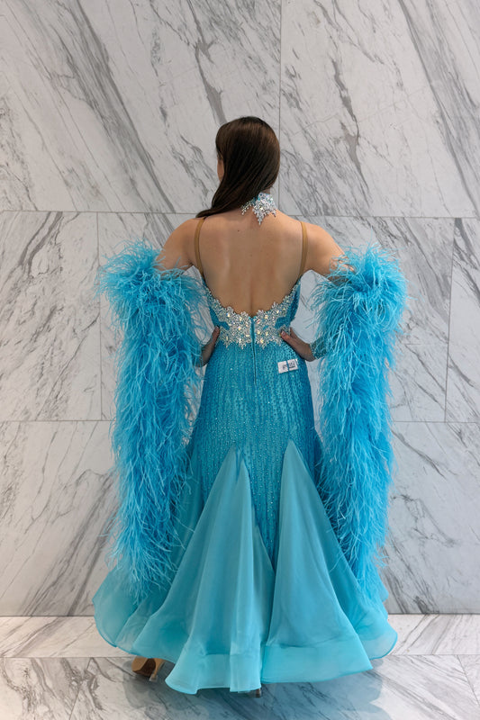 Blue color exclusive competition dress