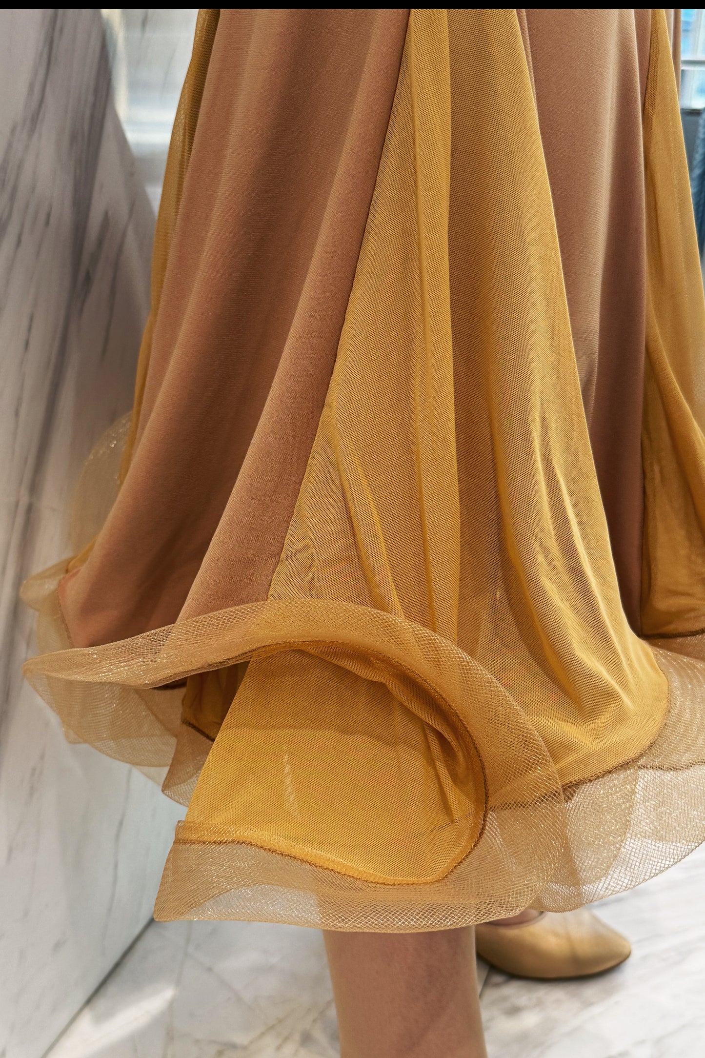 Mermaid ballroom skirt camel color
