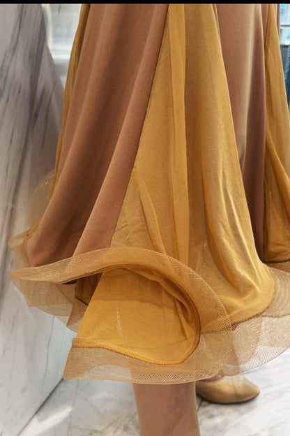 Mermaid ballroom skirt camel color