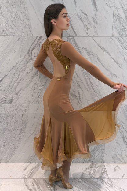 Mermaid ballroom skirt camel color
