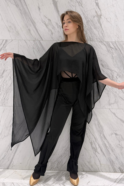 黒のシフォンケープ